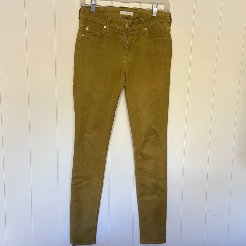7 for all mankind chartreuse citron green skinny jean  w stretch 27